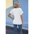 thumbnail image 2 of Camiseta Holgada Informal de Color Liso con Cuello en V para Mujer, Corta, , Talla XL, 2 of 10