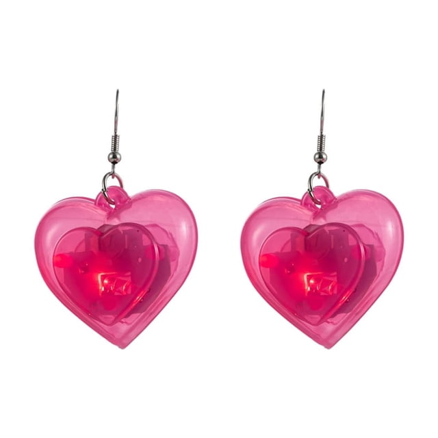 Pendientes de corazón de melocotón Coolette Serie europea y americana para el día de San Valentín Pendientes luminosos con luz LED