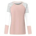 thumbnail image 7 of Jalioing Women's Casual Pullover Tee Color Block Long Sleeve Dropped Shoulder Shirts Classic Crew Neck Tops, 7 of 7
