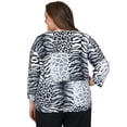 thumbnail image 2 of Alfred Dunner Womens Plus-Size Split Neck Animal Patch Top, 2 of 6