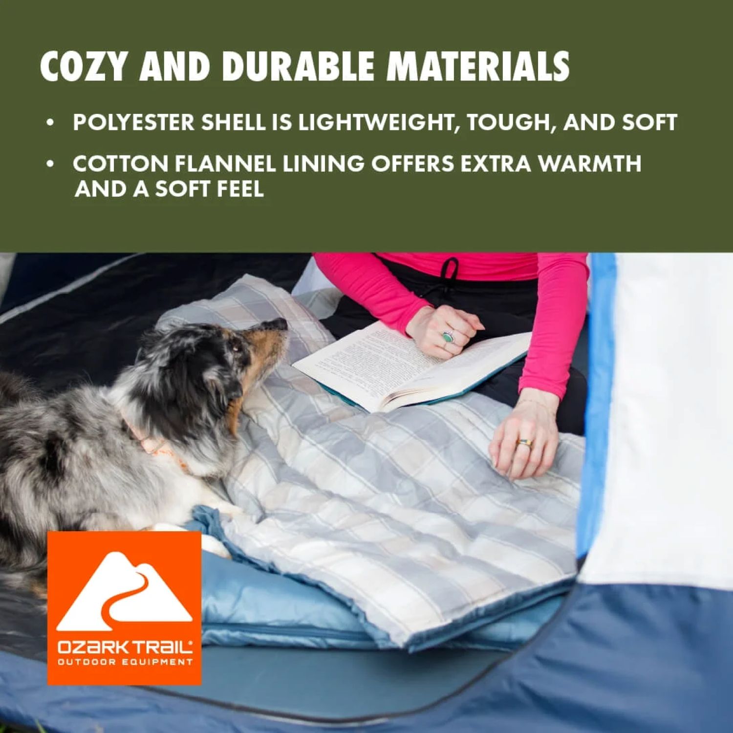 Ozark Trail 50 Degree Flannel-Lined Rectangular Sleeping Bag photo 4