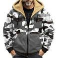 thumbnail image 2 of Men's Winter Camouflage Print Hooded Jacket, Fleece Lined Thickened Casual Trendy Zipper Coat for Hunting, Outdoor Adventures and Large Size Comfort in Fall and Winter,White,XL, 2 of 5