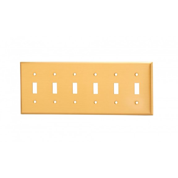 Switch Plate Brushed Solid Brass Six Toggle | Renovator's Supply