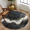 thumbnail image 3 of Marble Round Area Rug 5 FT, Non Slip Bedroom Rugs, Black Grey Modern Luxury Gold Washable Soft Circular Carpet Non-Shedding Floor Mat for Kitchen Dining Room Foyer Balcony Dorm, 3 of 8