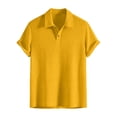 thumbnail image 2 of Lumtrix Mens Polo Shirt Texture Knitted Button Dpwn T-Shirt Casual Short Sleeve Summer Vacation Golf Shirts Yellow M, 2 of 5