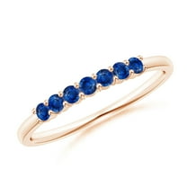 ANGARA Natural Half Eternity Seven Stone Sapphire Wedding Ring in 14K Rose Gold for Women (Size-2mm) | September Birthstone, Birthday, Anniversary, Jewelry Gift for Women | Natural Blue Sapphire Ring