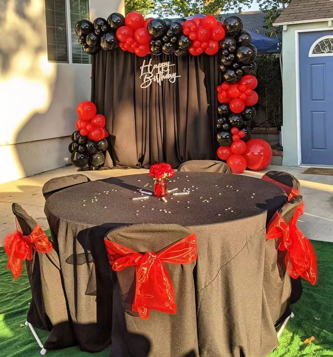Teselife Kit Arche Ballons 141 Pièces Noir Rouge Bleu Royal - Guirlande Ballons Fête Anniversaire Mariage