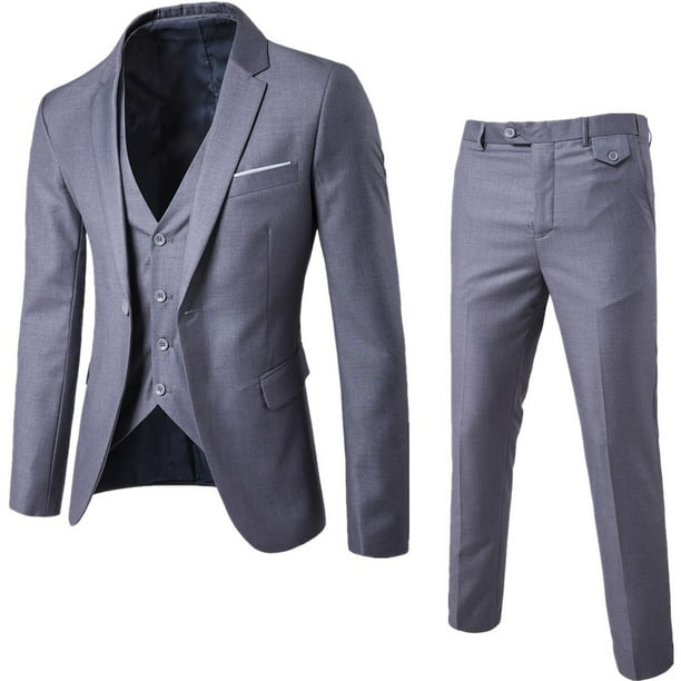 Traje informal de negocios de tres piezas para el novio, padrino de boda, traje de un botón