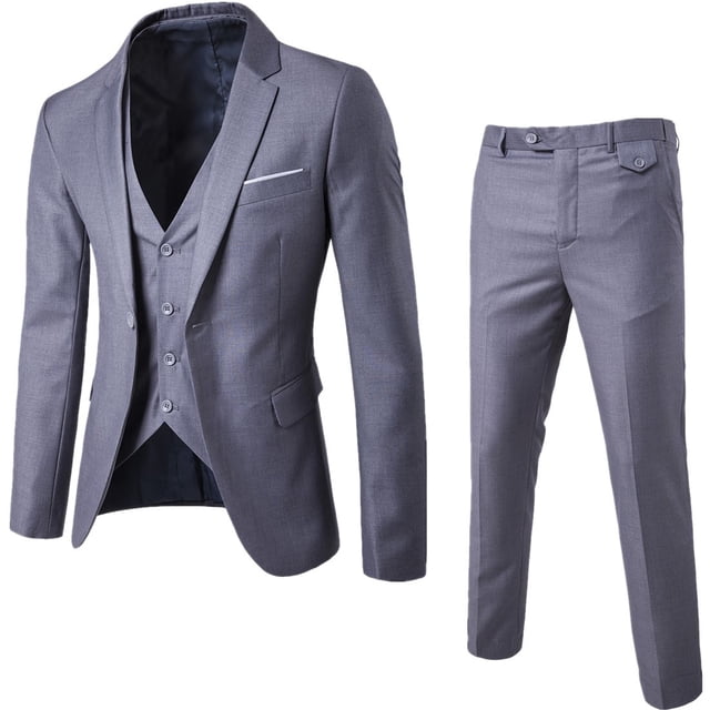 Traje informal de negocios de tres piezas para el novio, padrino de boda, traje de un botón