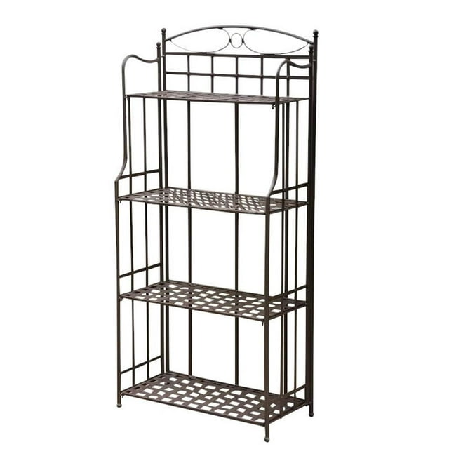 International Caravan Santa Fe 4 Tier Iron Bakers Rack in Matte Brown