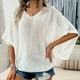 thumbnail image 1 of Fiudx Ofertas Flash Del Día Camisas de Blusas con Cuello En V de Manga Corta de Color Sólido Casual de Moda para Mujer, 1 of 7