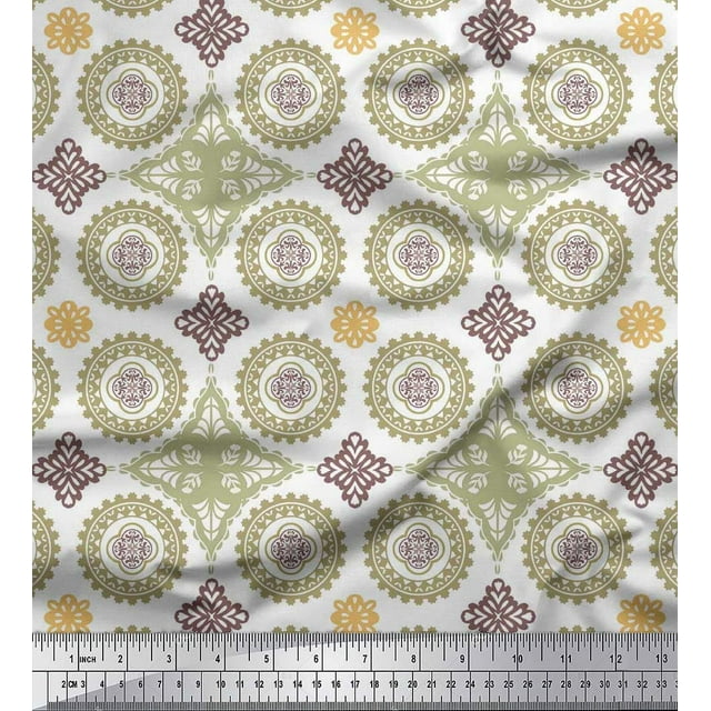 Soimoi Moss Tissu Georgette Floral Mandala Imprimés au Mètre 42 Pouces de Large