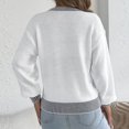 thumbnail image 5 of Qiopertar Women's Sweater Knitted Round Neck Long Sleeve Casual Loose Tops Fall Winter Basic Pullover White L, 5 of 7