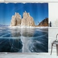 thumbnail image 1 of Ambesonne Winter Shower Curtain, Lake Baikal in Siberia, 69"Wx84"L, Blue Caramel White, 1 of 3