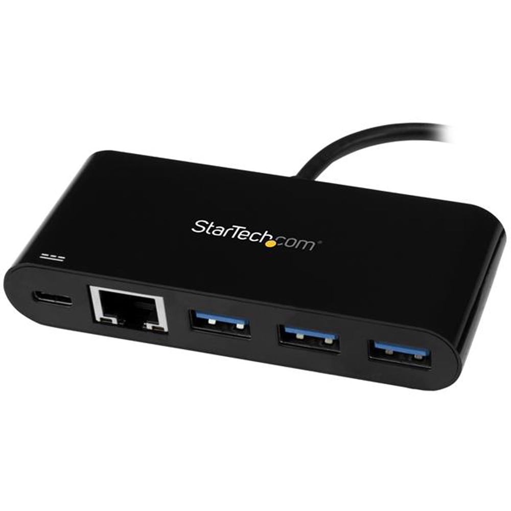 StarTech 3-Port USB-C Hub with Gigabit Ethernet and Power Delivery - USB-C to 3x USB-A - USB 3.0 Hub