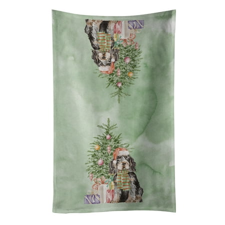 

Christmas English Cocker Spaniel Black Tan Kitchen Towel 15 in x 25 in