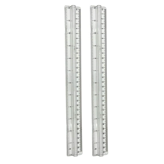 12" Metric Imperial Scale Raised Grip Aluminium Ruler : 1CT