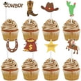 Amosfun 72PCS Cowboy Theme Cupcake Toppers Western Style Party