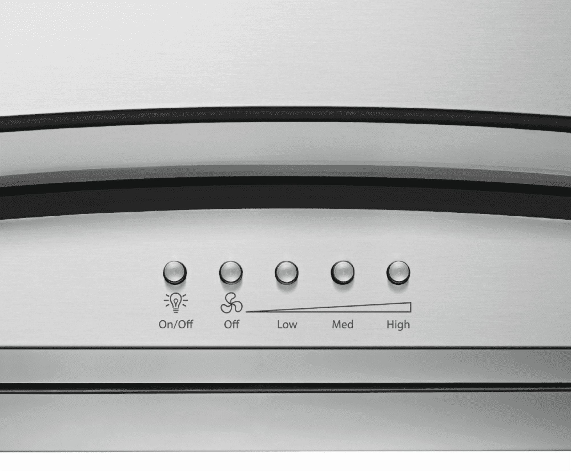 36 Inch Wall Mount Chimney Range Hood with 400 CFM Internal Blower, Glass Edge LED Lighting