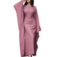 thumbnail image 1 of Vestido Islámico Elegante de Color Liso con Mangas Murciélago para Mujer. Rosa M, 1 of 7