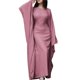 thumbnail image 1 of Vestido Islámico Elegante de Color Liso con Mangas Murciélago para Mujer. Rosa XL, 1 of 7