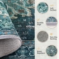 thumbnail image 6 of KoshiMe Washable Area Rug 5'x7', Non-Slip Soft Vintage Distress Floral Rugs for Living Room, Stain Resistant Low Pile Medallion Carpet for Dining Room Office, Teal Green, 6 of 9