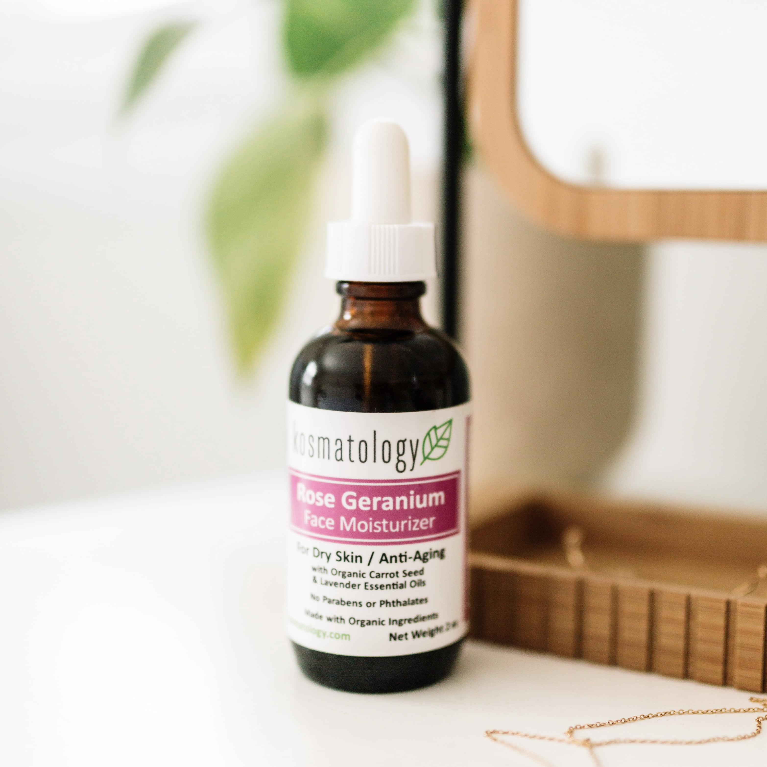 kosmatology® Rose Geranium Organic Facial Moisturizer for Dry and Aging Skin | Vegan | 2 fl oz