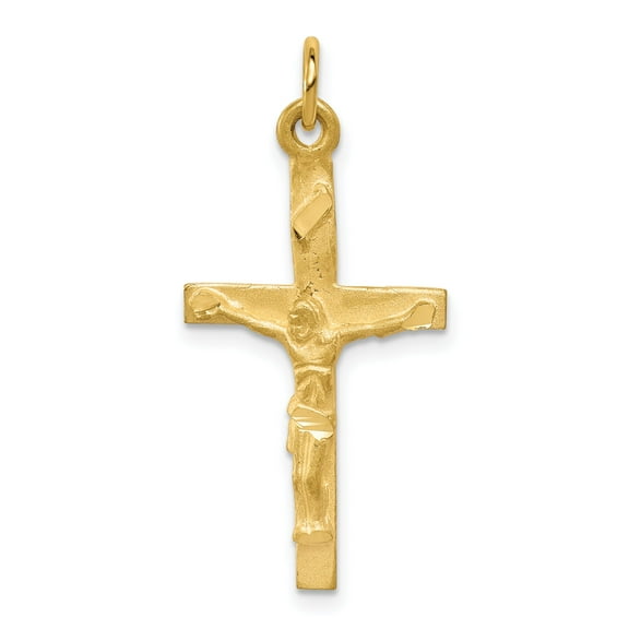 10K Yellow Gold INRI Crucifix Pendant Charm Jewelry