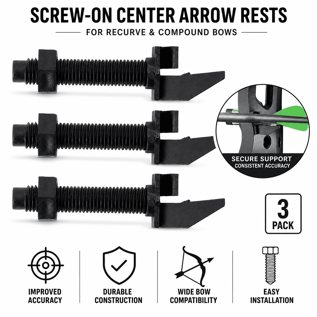 Archery Arrow Rest 3 Pcs Screw-On Center Rest for Recurve and Compound Bows