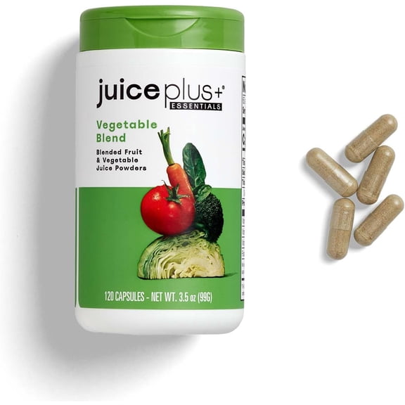 Juice Plus  Vegetable Blend Capsules – Plant-Based Whole Food Supplement with Broccoli, Parsley, Tomato & More – Vegan, Gluten-Free, Non-GMO, Kosher – 60 Servings