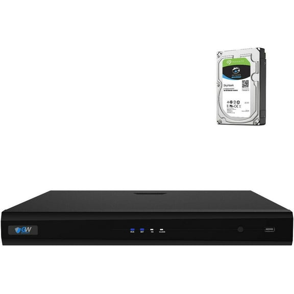 GW Security 8 Channel 12-Megapixel NVR 4K (3840x2160) H.265 Network Video Recorder 12MP/8MP/6MP/5MP IP Camera @ 30fps Realtime, 4TB HDD Included (Supports 2 SATA HDD, up to 20TB Hard Drive)