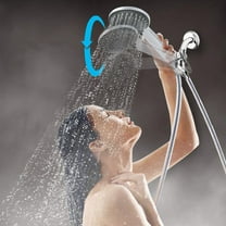 High Pressure Handheld Shower Head-5 Spray Settings 4 Inch Round ABS Showerhead Rain,Mist & Massage Modes Removable Water Restrictor Easy No-Tool Installation 2.5 GPM Rate