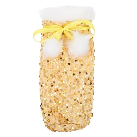 

1pc Christmas Wine Bottle Cover Sequins Wine Bottle Storage Pouch Party Supply