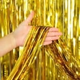 thumbnail image 3 of 3.2 ft x 9.8 ft Metallic Tinsel Foil Fringe Curtains Pack of 3 for Party Photo Backdrop Wedding Decor (Gold), 3 of 4