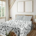 thumbnail image 2 of Ambesonne Grey Fitted & Top Sheet Set with Shams, Autumn Leaves and Branches, Grey White, 2 of 5