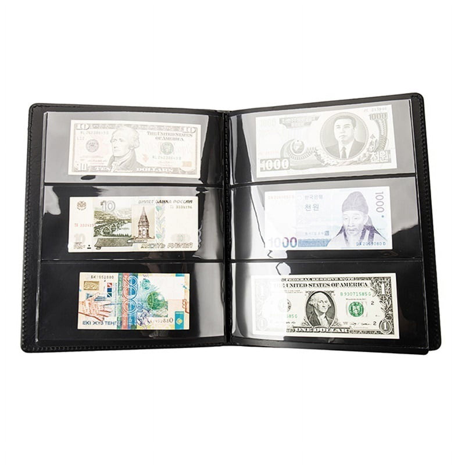 60 Pockets Soft Leather Notes Album Banknote Paper Money Collection Stamps Book (coolblack )