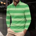 thumbnail image 2 of DDAPJ pyju Men's Striped Polo Shirt Fashion Casual Polos Long Sleeve Mesh Golf Shirts Slim Fit Stretch Collared T-shirt Green M, 2 of 6