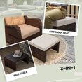 thumbnail image 4 of Outsunny Pouf Repose-Pieds d'Extérieur en Osier avec Coussin, Ensemble de 2, Kaki, 4 of 10