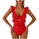 thumbnail image 4 of Trajes de baño para mujer, moda para mujer, color sólido, con cojín en el pecho y sin soporte de acero, traje de baño holgado con cordón dividido, trajes de baño para mujer, trajes de baño para mujer,, 4 of 6