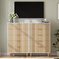 thumbnail image 4 of Commode à 5 Tiroirs avec Poignées Dorées, Design à Rayures Verticales, Grand Rangement 29.5x18.1x48 Po pour Chambre, Naturel, 4 of 7