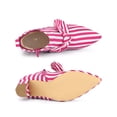 thumbnail image 4 of BLISSFUL STEP Women's Pointed Toe Bow Striped Chunky Heel Ankle Boots Hot Pink 7, 4 of 7