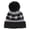 Black, variant on Girls' Snowflake Fleece Lined Winter Beanie Hat with Faux Fur Pom