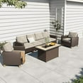 thumbnail image 4 of Grand Patio Fire Pit Patio Set,  Wicker Furniture Sectional Sofa with Fire Pit Table, 6 Seats(7 PCS, Gray), 4 of 7