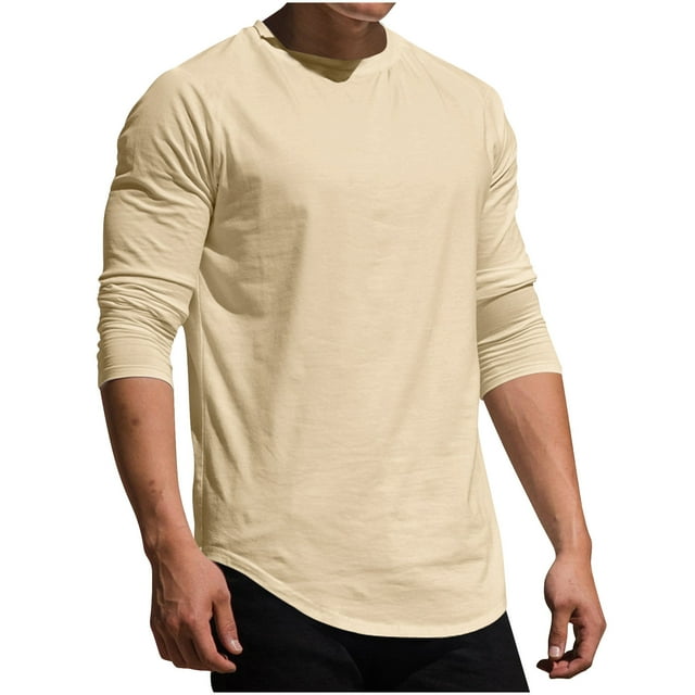 RXIRUCGD Haut Décontracté pour Hommes Col Rond en Tricot Faux Haut de Sport Manches Longues Col Rond/chemise, Kaki, Taille: L