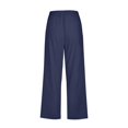 thumbnail image 4 of Capri Pants for Women Casual 2026 Summer Drawstring Elastic High Waist Linen Pants Wide Leg Plus Size Lounge Capri, Navy 20" Inseam M, 4 of 6