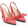 thumbnail image 4 of Women's Sexy Slingbacks Bow Stiletto Heels Closed Pointed Toe Pumps Bead Buckle Strap High Heels Dress Shoes, 4 of 12