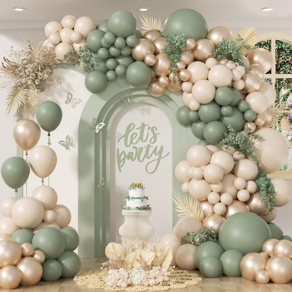 YanJici Balloon Arch Kit, Sage Green, 122pcs, Wedding Bridal Engagement Gender Reveal Anniversary Birthday Party Decorations