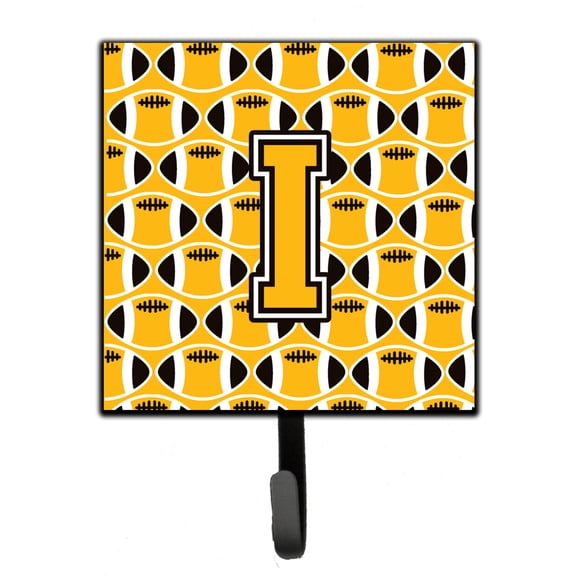 Letter I Football Black Old Gold and White Leash or Key Holder