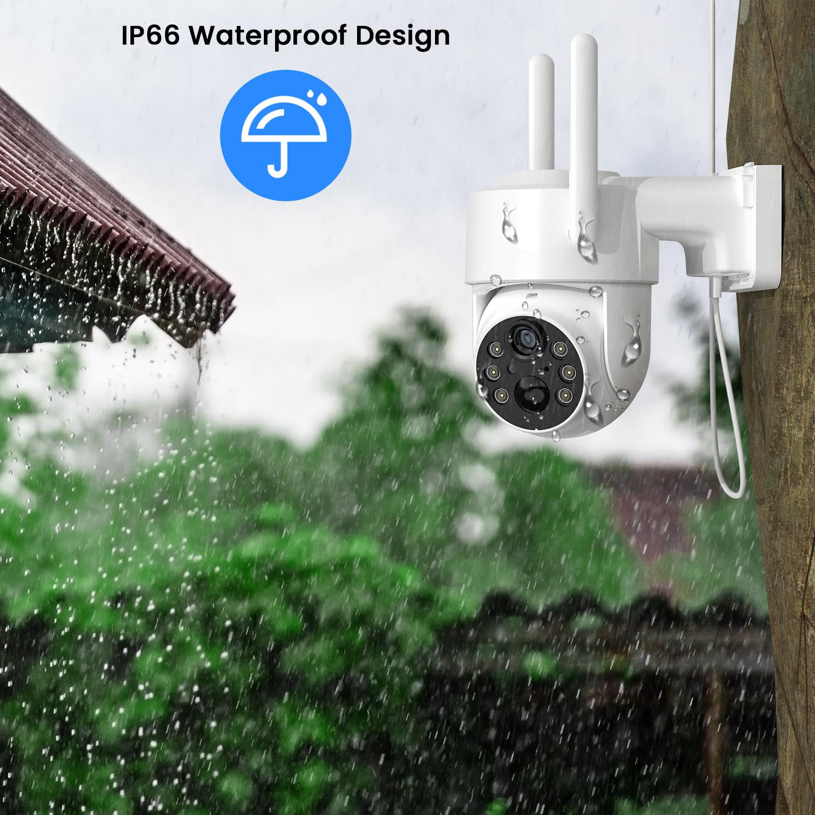 TopVision Outdoor Surveillance Camera, 360° Pan & Tilt, 2K Resolution, Weatherproof, Solar Panel, White