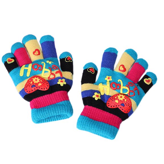 Warm Thermal Gloves for Girl Boy Gloves Stylish Heart Full FInger Winter Outdoor Gloves for Children Thicken Mitten